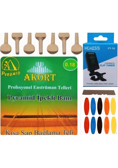 Akort 0.18 Pramid Kısa Sap Bağlama Teli 5'Li Ekonomik Set