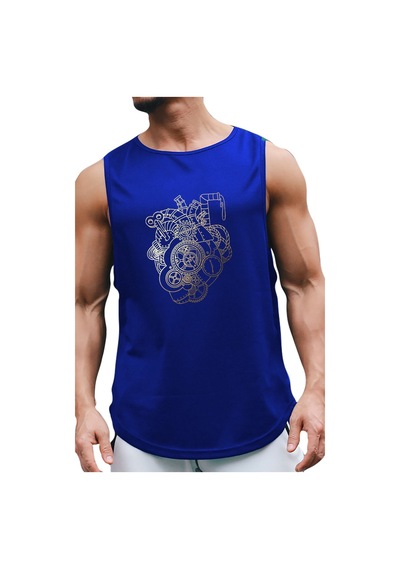 Bluu He-art Kolsuz Sporcu T-shirt Tank Top Spor Atlet