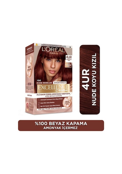 Excellence Creme Amonyaksız 4ur Nude Koyu Kızıl Saç Boyası 3600524216634-10789