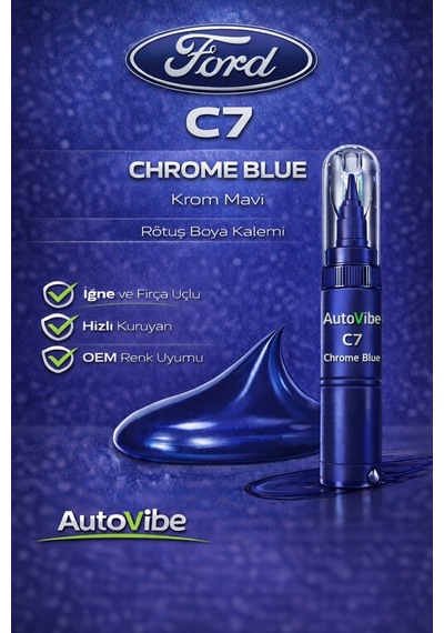 Ford Rötuş Boya Kalemi C7 Chrome Blue 2si1arada Çizik Giderici