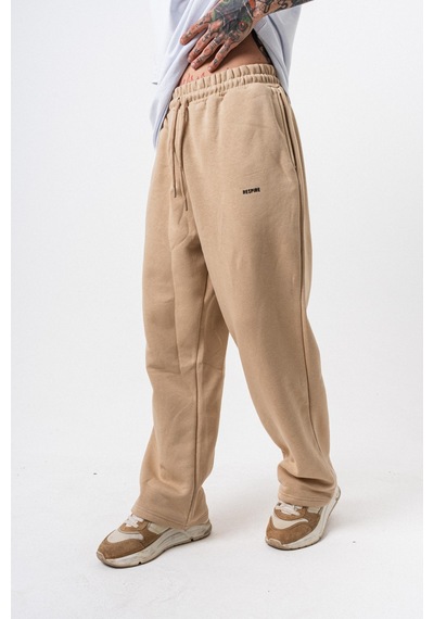 Erkek Respire Yazı Detaylı Basic Baggy Eşofman Altı Bej