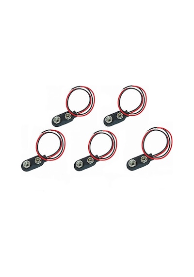 Wozlo 9v Pil Başlığı - Kablolu - 9 Volt Pil Soketi - 9v Pil Yuvası - 5 Adet