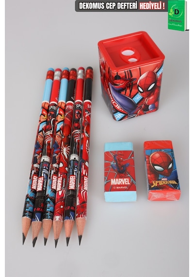 X Dekomus Lisanslı Spiderman Kırtasiye Seti 6 Adet Kurşun Kalem,2 Adet Silgi Ve Kalemtraş Diğer