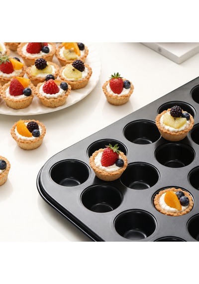 24'lü Tartolet Kalıbı Yapışmaz Mini Tart Kek Kurabiye Pişirme Tepsisi 24 Gözlü Fırın Kalıbı Sariva Home Teflon
