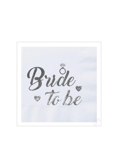 Bride To Be Peçete, 16 Adet - Gümüş