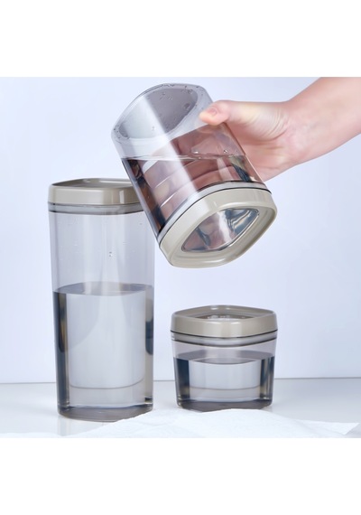 Ceronni Bonny Erzak Saklama Kabı 3lü Set 1,8lt - 1lt - 600ml Bej Bej