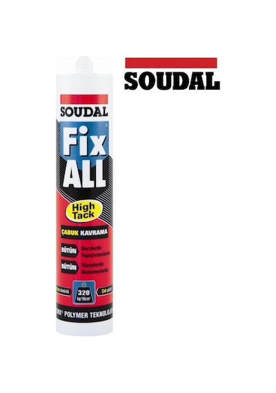 Soudal Fix All High Tack Korniş Yapıştırıcı Montaj Silikonu Beyaz Beyaz