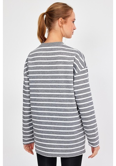 Alexander Gardi Alexandergardı Çizgili Oversize Sweatshirt B23-00158 001