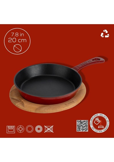 Döküm Yuvarlak Pizza Krep Pankek Tavası Döküm Demir Yekpare Saplı Çap Ø 26cm.-bordo Çok Renkli