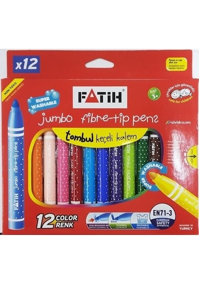 Fatih Keçeli Kalem Yıkanabilir Jumbo 12 Li   34260