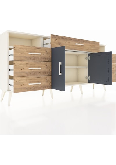 Arges Konsol 4 Raflı 7 Çekmeceli 2 Kapaklı 176x30x83 Aytaşı-antrasit/çam Antrasit/çam Arges Konsol 4 Raflı 7 Çekmeceli 2 Kapaklı 176x30x83 Aytaşı-antrasit/çam Antrasit/çam