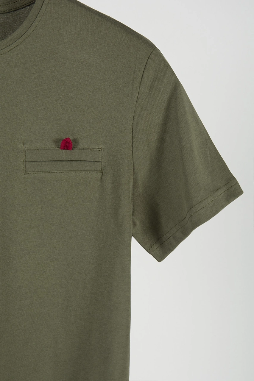 Veaven Erkek Haki Bisiklet Yaka Cepli T-shirt Vavn20y-3400650-1 Haki