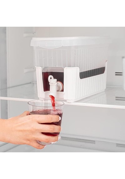 4 Litre Musluklu Ve Ayaklı Buzdolabı İçi Su Sebili, Su Sebili, Limonata, Portakal Suyu, Piknik, Balkon, Seyyar Masa Sebili, 4 Litre Sebil Şeffaf Beyaz Çok Renkli