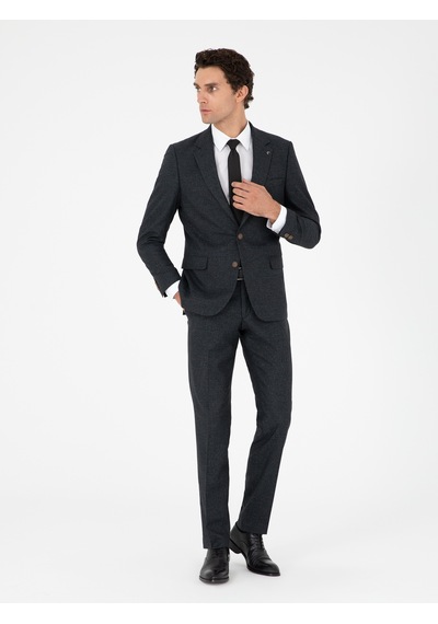 Cacharel Koyu Haki Slim Fit Yün Karışımlı Takım Elbise Yesıl