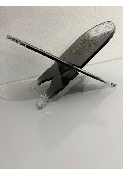 Siyah Renk Çiçekli Ve Yazı Motifli Epoksi Reçine Rahle Özel Tasarım - Tek Üretim - 37x19 Cm