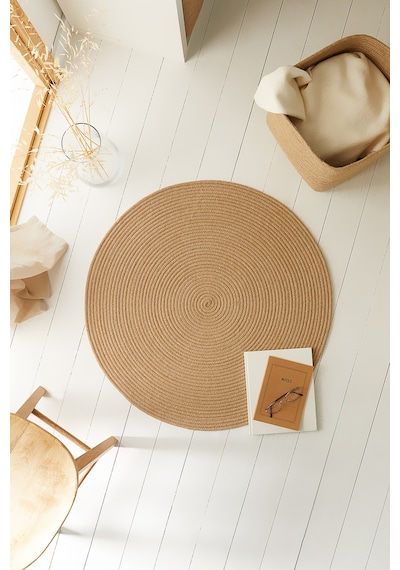 Ocean Home Textile Naturel Jüt  Halı Kilim 80 Cm Çap