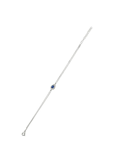Damla Motifli Zirkon Taşlı Gümüş Bileklik - B077201