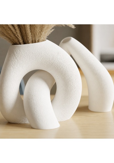 3d Baskı Interlocking Vazo - İç İçe Geçen Dekoratif Vazo-beyaz Çok Renkli