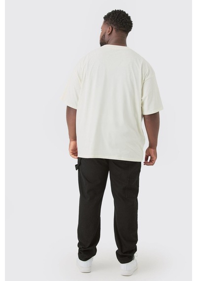 T-shirt - Pour Homme Baskılı Oversize Bisiklet Yaka Kısa Kol Siyah Tişört Beyaz