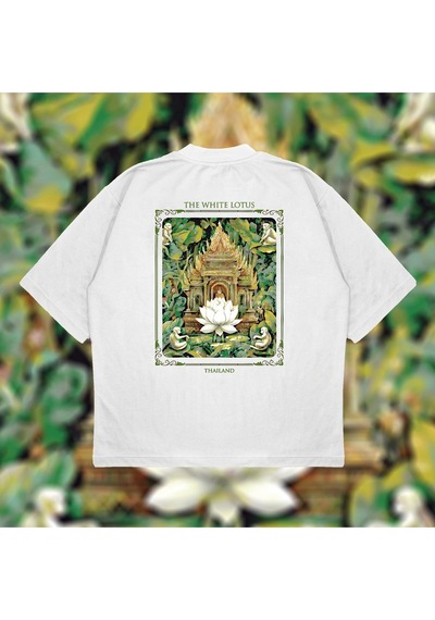 Startmore The White Lotus Oversize Unisex Pamuklu Nefes Alan Kalın Kumaşlı Beyaz