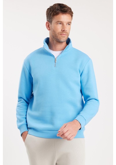 Tudors Unisex Relax Fit Rahat Kesim Pamuklu İçi Polarlı Yarım Fermuarlı Mavi Dik Yaka Sweatshirt-35154 Mavi Tudors Unisex Relax Fit Rahat Kesim Pamuklu İçi Polarlı Yarım Fermuarlı Mavi Dik Yaka Sweatshirt-35154 Mavi