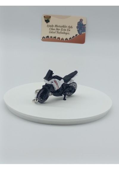 Adventure Motosiklet Metal Anahtarlık Beyaz - Diecast Macera Motoru Figürü