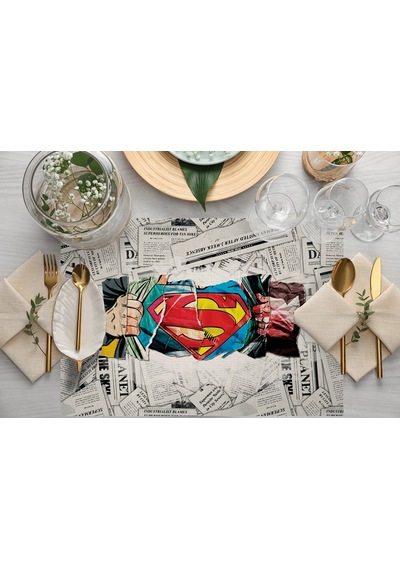 Adawall Home Superman Kumaş Amerikan Servis 4'lü Set Çok Renkli
