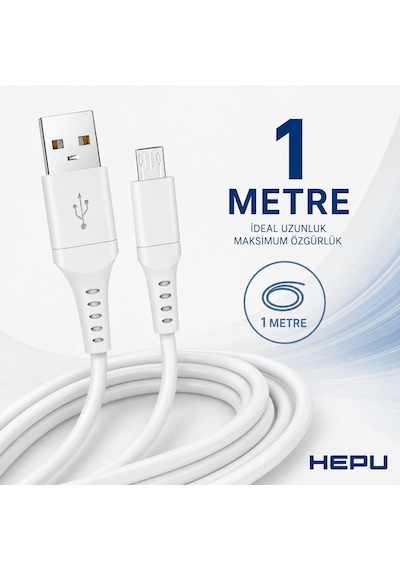 Hp-nyk003 Nova Series Usb-a To Micro Usb 3.1a Hızlı Şarj Ve Veri Transfer Kablosu 1 Metre Micro Usb Destekli Android Cihazlar Powerbank Ve Hoparlörler İle Uyumlu Beyaz