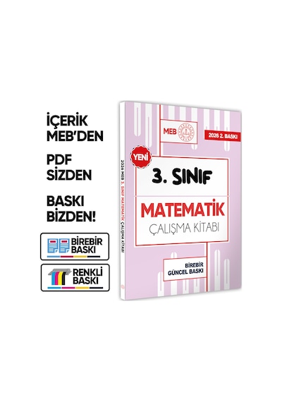 2026 MEB ÖDM İlkokul 3.Sınıf Matematik Çalışma Kitabı Alıştırmalı/Etkinlikli S. Bankası BASKI ÜCRETİ