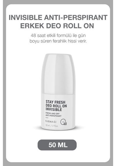 Terleme Önleyici 48 Saat Etkili Erkek Roll On Deodorant Invisible