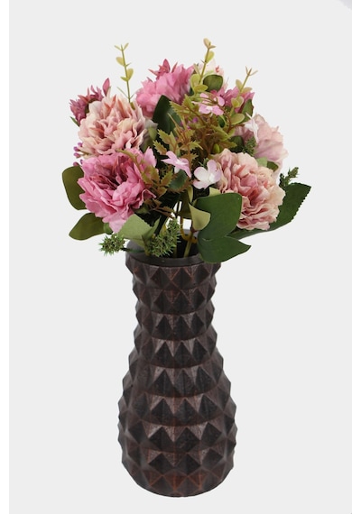 Lüx Beton Vintage Vazoda Yapay Kasımpatı Tanzimi 30 Cm Pembe-krem