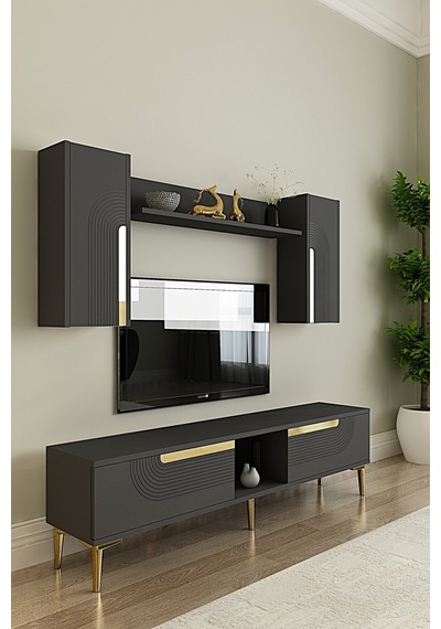 Tvr1502ag Meyra Tv Ünitesi Takımı Antrasit-gold 150cm