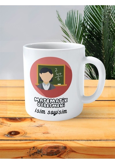 Matematik Öğretmeni Baskılı Kupa Bardak İsimli Kişiye Özel Kırmızı Toplama Çok Renkli