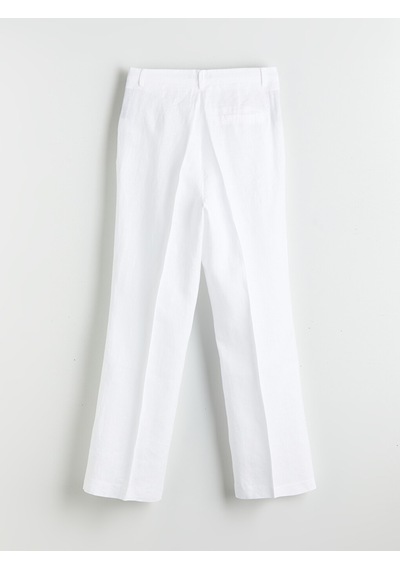 Lcw Modest Beyaz Loose Fit %100 Keten Kadın Pantolon