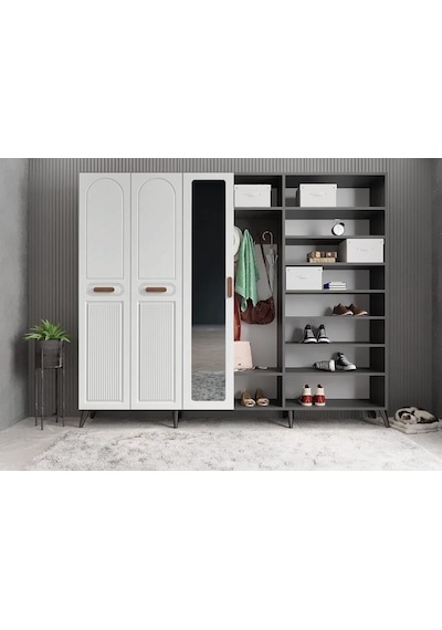 Letto Membran 6 Kapaklı Portmanto Montaj Dahil Füme Beyaz 210 Cm