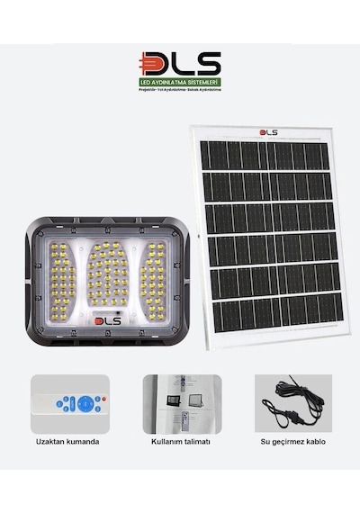 Dls 400w Güneş Enerjili Solar Led Projektör Harici Solar Panelli, 5 Metre Kablolu, Hareketli Konsollu 504-400-01
