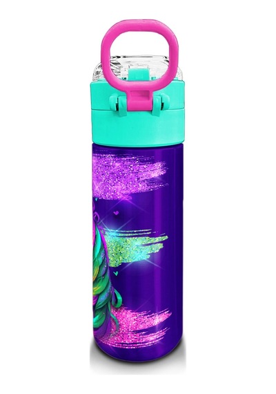 Coral High Kids Pembe Su Yeşili Unicorn Desenli Pipetli Ve Direkt İçim Çelik Termos 500 Ml 31959 Su Yeşili