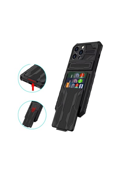 Teleplus Apple Uyumlu iPhone 12 Pro Max Kılıf Kamera Korumalı Standlı Kartlıklı Armor Grade Kapak