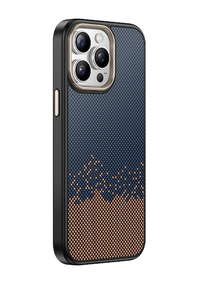 Mobilteam Apple Uyumlu iPhone 14 Pro Max Kılıf M-safe Şarj Özellikli Karbon Fiber Görünümlü Antina Mavi