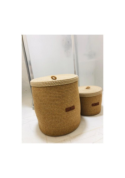 Jüt,hasır,2 Li,banyo Sepet Takımı,bohem Tarzı Banyo Takımı,iskandinav Tarzı/sepet/40x35 Hasırkrem Hasırkrem