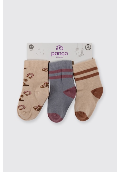 Panço Erkek Bebek 3'lü Soket Çorap 2522bb11001 renkli