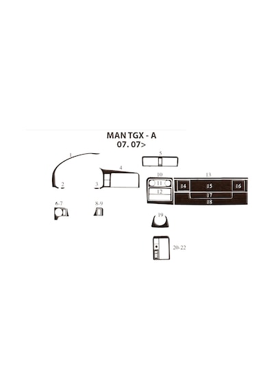 Man Tgx-torpido Kaplama 2007 22 Parça Koyu Meşe