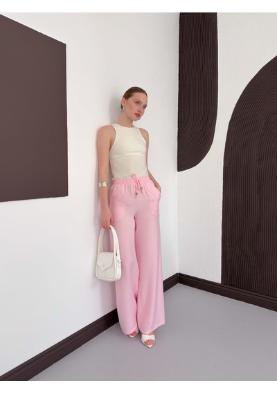 Verymoda Keten Pantolon D2381 Pembe