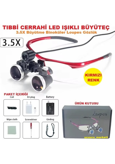 Tıbbi Cerrahi Led Işıklı Büyüteç 3.5x Büyütme Binoküler Loupes
