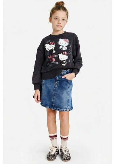 Defacto Kız Çocuk Hello Kitty Overshirt Fit Bisiklet Yaka Sweatshirt G3239a825wnar154 Antrasit-ar154