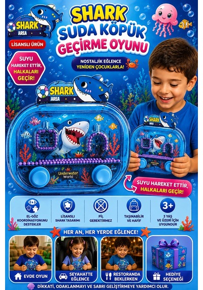Suda Halka Köpük Geçirme Oyunu Kaplumba Nostaljik Su Oyunu 2586bl-k12mavishark