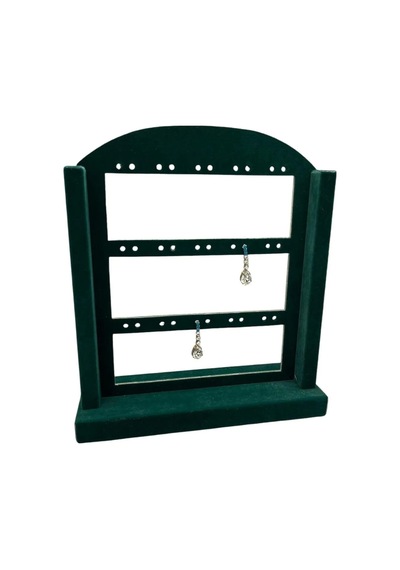 Yerli Üretim Süet Kumaş Yeşil Renk 26/22 Cm Ayaklı Küpe Standı Çok Renkli