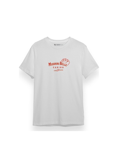 Ozark Missouri Belle Casino Beyaz Kısa Kol Erkek Tshirt 001