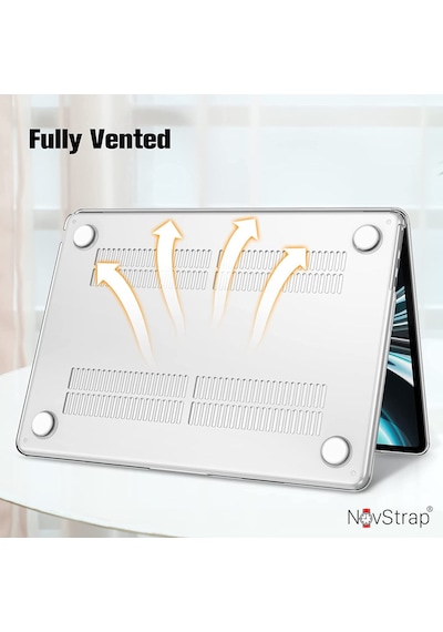 Novstrap Apple Macbook Air M3 Çip 2024 13.6 İnç A3113 İle Uyumlu Kılıf Sert Parlak Koruma Kapak Şeffaf