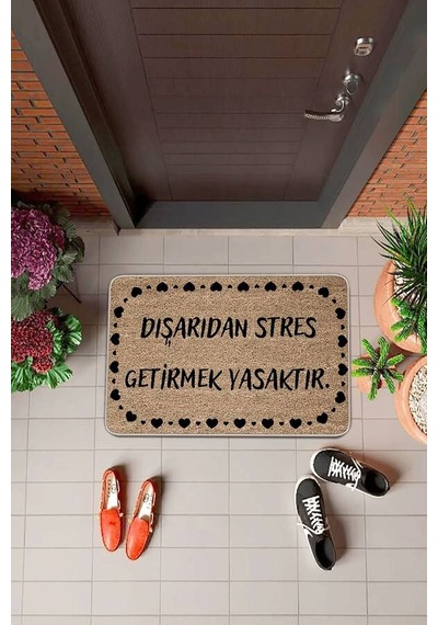 Bej Stres Getirmek Yasaktır Kapı Önü Paspası Kp12n11